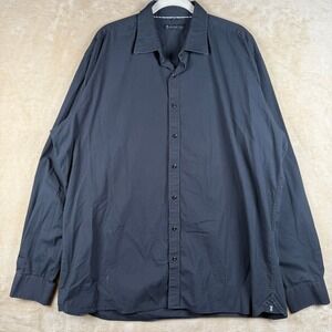 American Tall Mens 2XL Tall Black Button Down Shirt Long Sleeve Business Casual